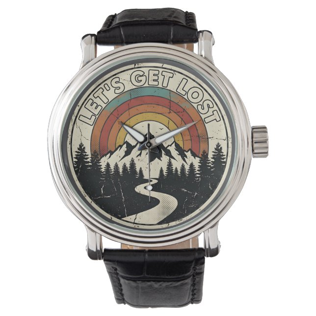 Let’s Get Lost Retro Mountain Adventure Outdoor Watch (Front)