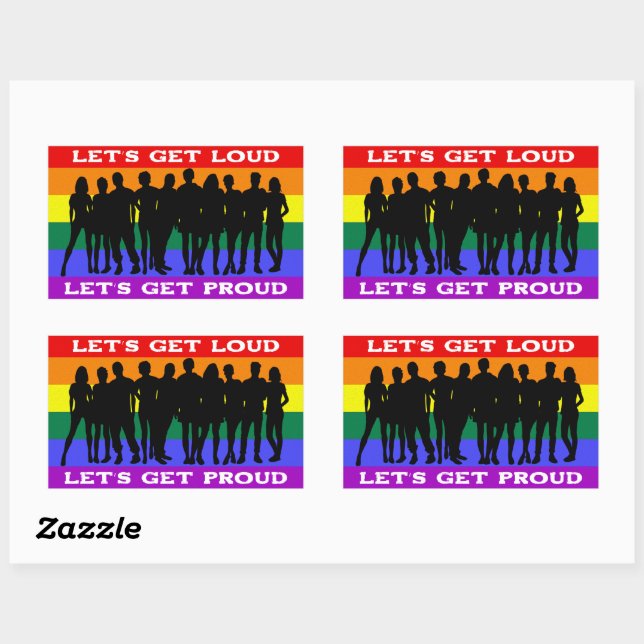 Let’s Get Loud, Let’s Get Proud LGBTQ Pride Rectangular Sticker (Sheet)
