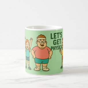 Let’s Get Physical – Funny Retro Fitness Cartoon Coffee Mug