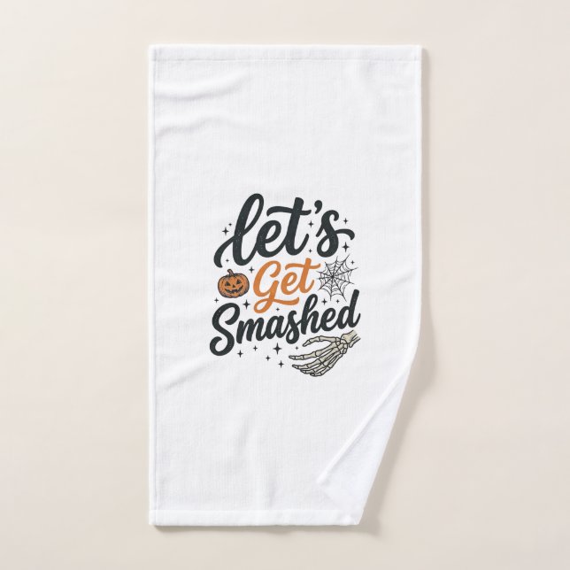 Let’s Get Smashed Halloween Pumpkin Hand Towel (Hand Towel)