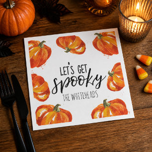 Let’s Get Spooky Watercolor Pumpkin Halloween Napkin