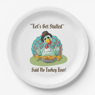 Let’s Get Stuffed Thanksgiving Holiday Turkey Paper Plate