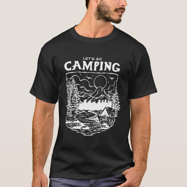 Let’s Go Camping – Retro Outdoor Adventure Nature  T-Shirt (Front)