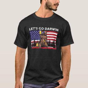 Let’S Go Darwin USA Flag Bear Drinking Beer Darwin T-Shirt