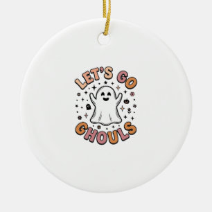 Let’s Go Ghouls Cute Halloween Ghost Ceramic Ornament