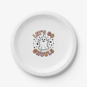 Let’s Go Ghouls Cute Halloween Ghost  Paper Plate