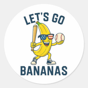 Let’s Go Nanas Funny Nana Softll Sports Usa Flag Classic Round Sticker