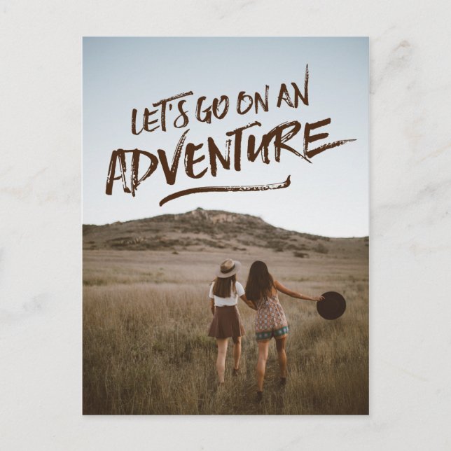 Let’s Go On An Adventure Typography Photo Template Postcard (Front)