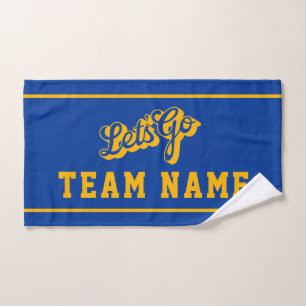 Let’s Go Personalised Team Rally Blue and Gold Hand Towel