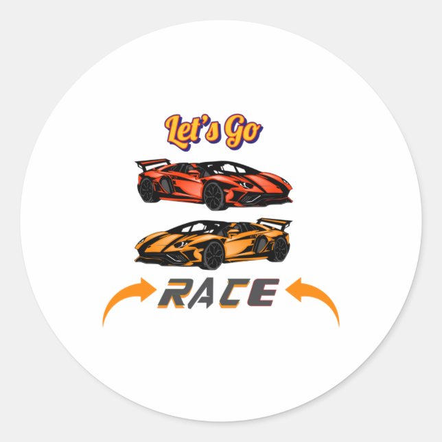 Let’s Go Race – Supercar Speed Racing Design Stick Classic Round Sticker (Front)