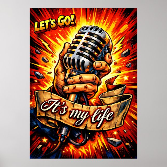 Let’s Go! Rock & Music Inspired Comic Book Artwork Poster (Front)