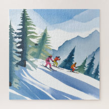 Let’s Go Skiing | Winter Watercolor