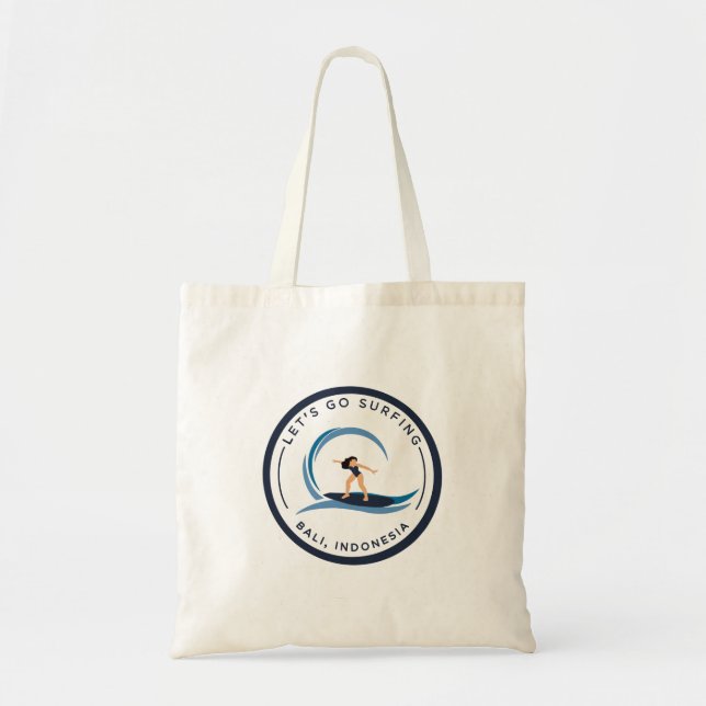Let’s go surfing Bali, Indonesia Tote Bag (Front)
