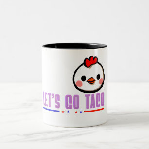 Let’s Go Taco Funny Chicken Face – Cute Kawaii Des Two-Tone Coffee Mug