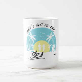Let’s Go to the Sea – Retro Tropical Beach Running Coffee Mug
