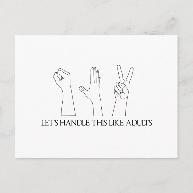 Let’s Handle This Like Adults Postcard (Front)