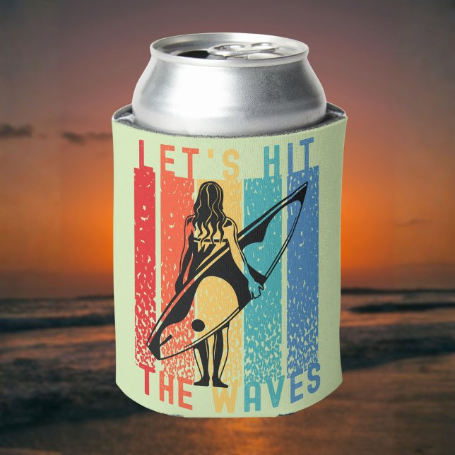 Let’s Hit the Waves Surfing | Fun Beach Surfboard  Can Cooler (Creator Uploaded)