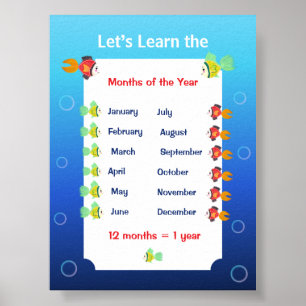Let’s Learn the Months of the Year Poster for Kids