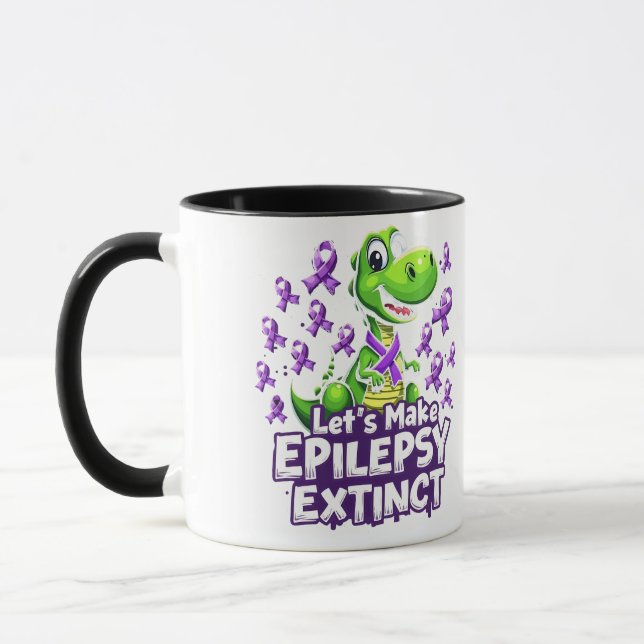 Let’s Make Epilepsy Extinct Awareness Dinosaurs  Mug (Left)