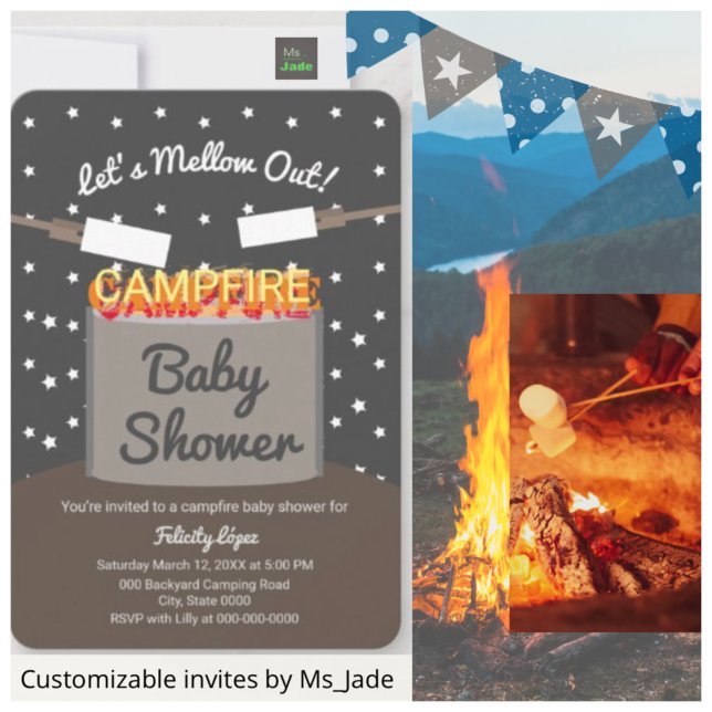 Let’s Mellow Out Marshmallow Campfire Baby Shower Invitation (Creator Uploaded)