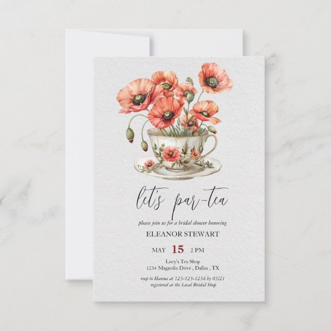 Let’s Par-Tea Tea Party Invitation (Front)