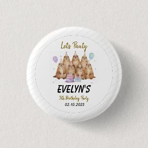 Let’s Party Groundhog 5th Birthday – Fun Kids 3 Cm Round Badge