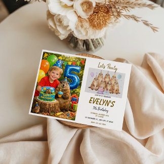 Let’s Party Groundhog 5th Birthday – Fun Kids  Invitation