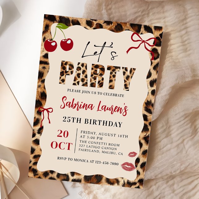 Let’s Party Leopard Cheetah Birthday Invitation (Creator Uploaded)