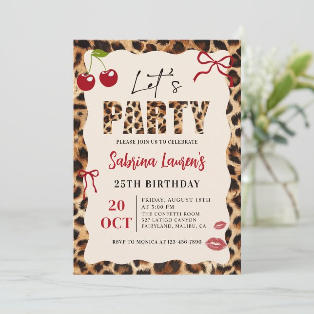 Let’s Party Leopard Cheetah Birthday Invitation (Standing Front)