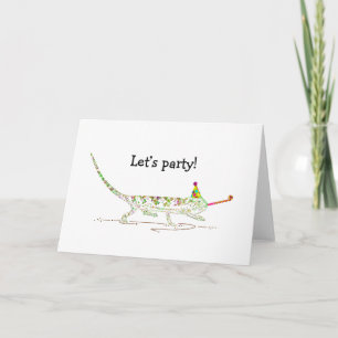 ‘Let’s Party!’ Psychedelic Chameleon Design Card