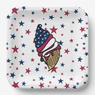 Let’s party! Red White Blue Ice Cream Paper Plate