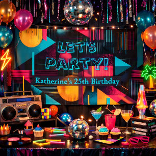 Let’s Party Retro 80s 90's Memphis Geometric Banner