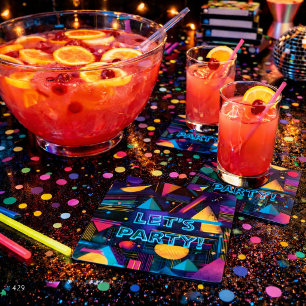 Let’s Party Retro 80s 90's Memphis Geometric Square Paper Coaster