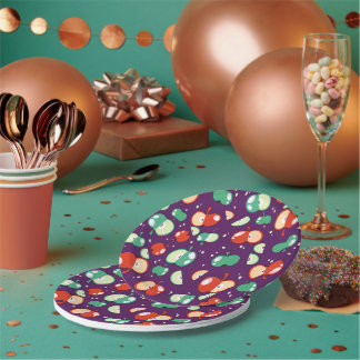 Let’s Party Started – Pop Apple on Purple Paper Plate