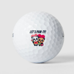 Let’s Paw-ty Cute Party Bear Cartoon T-Shirt Golf Balls