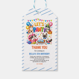 Let’s Pawty Cat 5th Birthday Cute Kitty Birthday Gift Tags