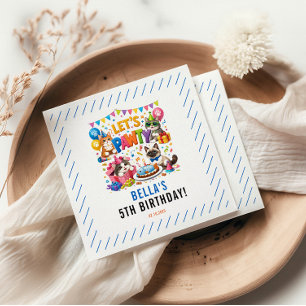 Let’s Pawty Cat 5th Birthday Cute Kitty Birthday Napkin