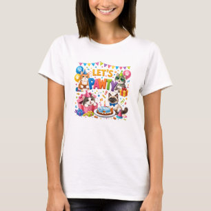 Let’s Pawty Cat 5th Birthday   Cute Kitty Birthday T-Shirt