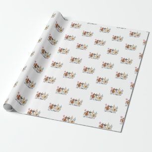 Let’s Pawty Cute Dogs Party Celebration Dog Lovers Wrapping Paper