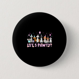 Let’s pawty cute dogs party dog lover birthday 6 cm round badge
