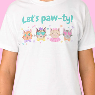 Let’s Pawty Girly Kittens Pastel Colours Kitty Cat T-Shirt