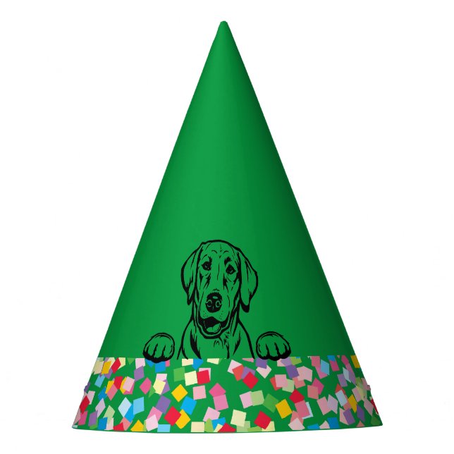 “Let’s PAWTY” Labrador Confetti Party Hats (Front)