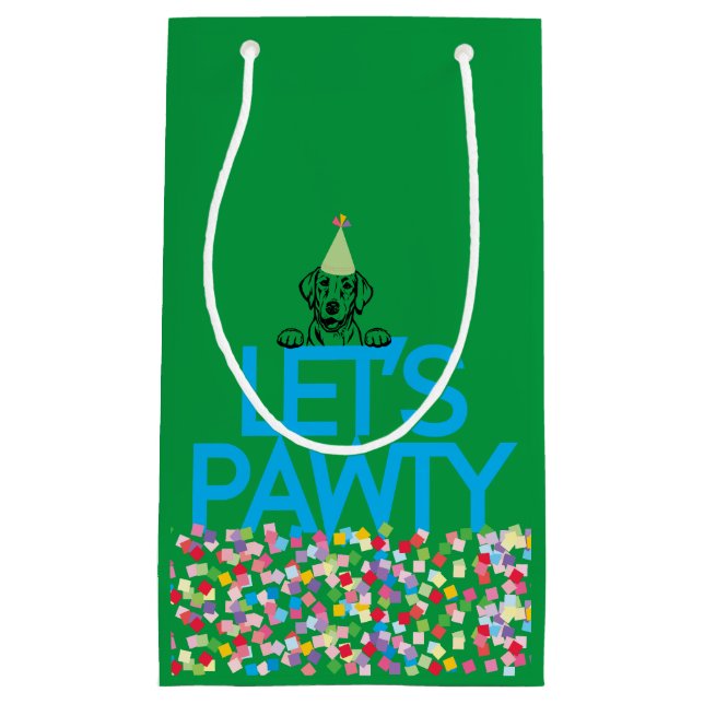 “Let’s PAWTY” Labrador Party Green Gift Bag (Front)