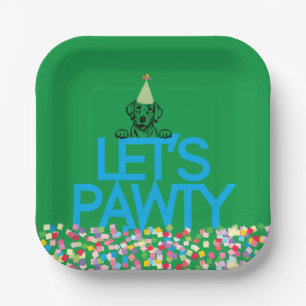 “Let’s PAWTY” Labrador Party Square Plates