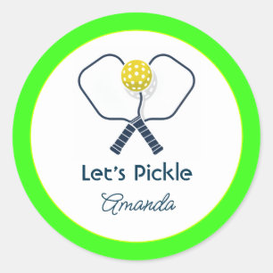 Let’s Pickle Neon Preppy Pickleball Birthday Classic Round Sticker