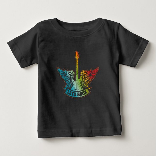 Let’s Rock Legend Rock And Roll Music Guitar Baby T-Shirt (Front)