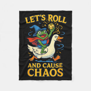 Let’s Roll And Cause Chaos Frog Wizard Goose Rpg A Fleece Blanket