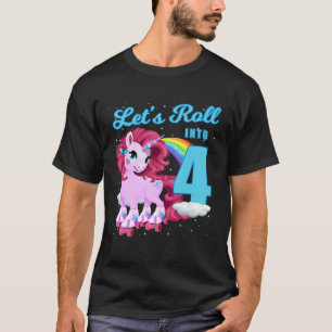 Let s Roll Into 4 Roller Skating Roller Girl T-Shirt