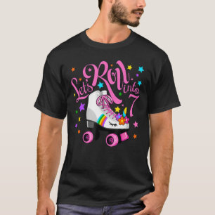 Let S Roll Into 7th Birthday Unicorn Roller Skate  T-Shirt