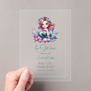 Let’s Shell-ebrate Under the Sea Mermaid Birthday Acrylic Invitations